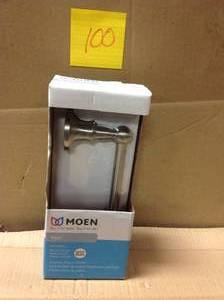 lot 100 image: Vale Pivoting Double Post Toilet Paper Holder in Spot Resist Brushed Nickel in good condition