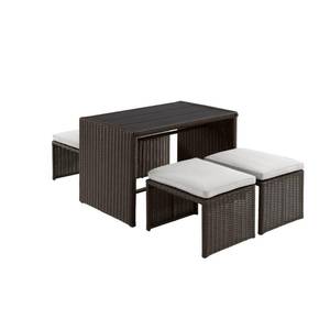 lot 201 image: Almond Hill 4-Piece Metal Convertible Seating Dining Set with Gray Cushions by  Hampton Bay not used