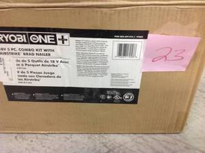 Ryobi ONE 18-Volt Lithium-Ion Cordless Combo Kit with Brad Nailer (5-Tool) in good condition