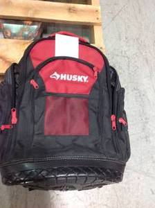Husky 18 in. Rubber Bottom Tool Backpack in Red in good condition