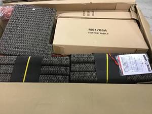 lot 6 image: PALLET OF Laguna Point 4-Piece Brown Wicker Outdoor Patio Deep Seating Set with Standard Quarry Red Cushions