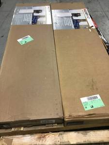 lot 8 image: PALLET WITH CLOSETMAID 20.5 in. D x 29.62 in. W x 71.75 in. H 2-Door Wardrobe Cabinet Laminate Closet System (NOT USED)