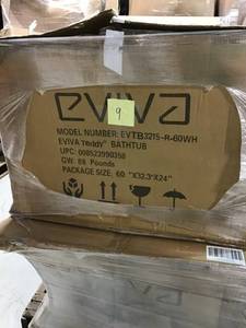 lot 9 image: PALLET OF EVIVA 60 in. Nova Alcove Acrylic Flatbottom Non-Whirlpool Bathtub in White (NOT USED)