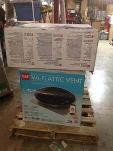 lot 36 image: PALLET INCLUDES MASTERFLOW 6000 CFM 30 in. Belt Drive Deluxe Whole House Fan with Shutter & 1250 CFM Black Wi-Fi Power Roof Mount Attic Fan