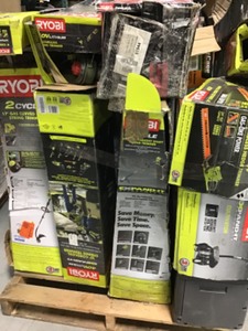 PALLED OF MIXED OUTDOOR ASSORTED TOOLS ORIGINAL COSTUMER RETURNS