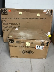Hampton Bay Belleville 7-Piece Padded Sling Outdoor Dining Set 1 CERAMIC TILE FOR THE TABLE ARE BROKEN PLEASE REVIEW THE PHOTOS