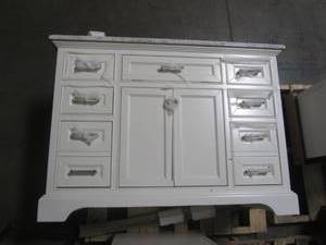 lot 300 image: Home Decorators Collection Windlowe 49 in. W x 22 in. D x 35 in. H Bath Vanity in White with Carrera Marble Vanity Top in White with White Basin 15101-VS49C-WT