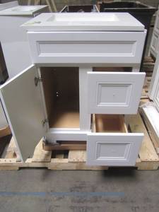 lot 301 image: Home Decorators Collection Sedgewood 24-12 in. W Bath Vanity in White with Solid Surface Technology Vanity Top in Arctic PPLNKWHT24D