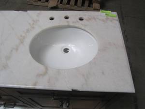 lot 402 image: Home Decorators Collection Walden 71 in. W Bath Vanity in Driftwood Gray with Vanity Top Sinks BF-27046-DG