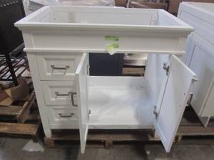 lot 210 image: Foremost Ashburn 36 in. W x 21.75 in. D Vanity Cabinet in White ASWA3621DL