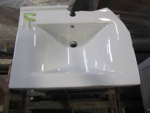 lot 211 image: Home Decorators Collection Cedarton 24 in. W x 18 in. D Vanity in Midnight Blue with Ceramic Vanity Top in White with White Sink Cedarton 24MB