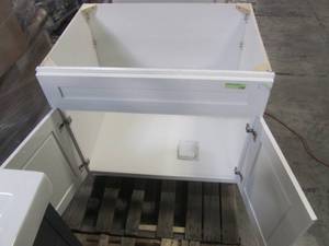 lot 212 image: Design House Brookings Plywood Assembled Shaker 36x34.5x24 in. 2-Door Sink Base Kitchen Cabinet in White 613299