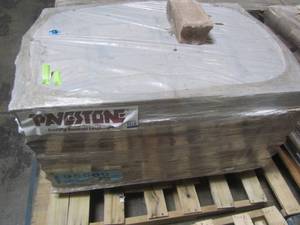 lot 317 image: Entire Pallet - Pavestone RumbleStone 10.5 in. x 3.5 in. x 5.25 in. Cafe Concrete Edger (144 Pcs.  125 Lin. ft.  Pallet) 95569
