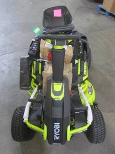 lot 11 image: Ryobi 38 in. Battery Electric Riding Lawn Mower RY48110