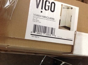 VIGO Elan 56 to 60 in. x 66 in. Frameless Sliding Tub Door in ClearMatte Black with Clear Glass and Handle