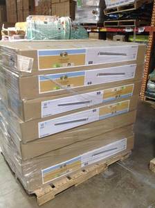 Pallet whit 21 Cases of PALLET of 21 CASES Hampton Bay 48 in. x 10 in. Rectangle LED Flush Mount Ceiling Light with Wide Brushed Nickel Border Dimmable 3000 Lumens 4000K NOT USED retail $3000