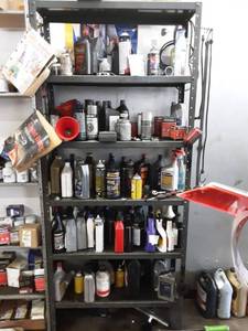 5 Shelves Of Contents (Automotive Chemicals Fluids, Oil, Etc.)