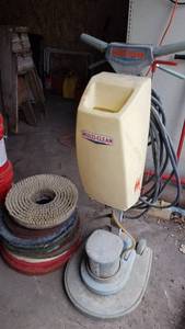 lot 42 image: Multi-Clean Model 18 Floor Buffer w Assorted Pads and Brushes