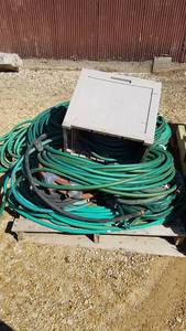 lot 108 image: Huge Pallet of Garden Hoses and Reel