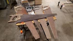lot 118 image: Lot of 5 Old Hand Saws