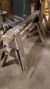 lot 113 image: Pair of Wood Sawhorses