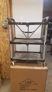 lot 220 image: Olympia Fold Up 3-Tier Rolling Cart