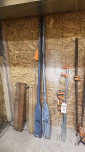 lot 267 image: (2) Vintage Boat Oars - Approx. 65 Long Each  2 Old Style Clamps