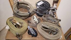 lot 278 image: Large Lot of Galvanized Cable and Ratcheting Straps