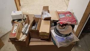 lot 371 image: Large Lot of Hardware, Hinges, Garage Door Seals and More