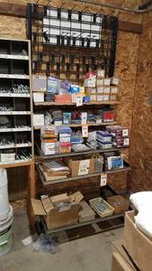 lot 396 image: Black Metal DisplayStorage Shelf - Includes Hooks for the Shelf