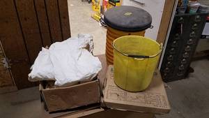 lot 397 image: Tyvek Suits, (10) 5 Gallon Bucket Sorters, Rolls of Insulation Spikes and More