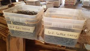lot 61 image: (2) Buckets of Galvanized 10d and 6d Casing Nails