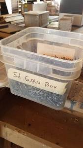 lot 62 image: Bucket of 5d Galvanized Box Nails
