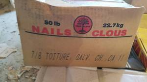 lot 87 image: 50 LB Box 11 Gauge 78 Galvanized Roofing Nails