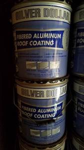 lot 194 image: (2) 5 Gallon Buckets Silver Dollar Fibered Aluminum Roof Coating