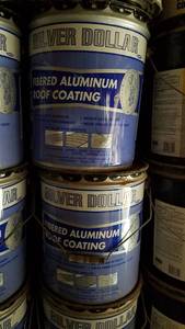 lot 195 image: (2) 5 Gallon Buckets Silver Dollar Fibered Aluminum Roof Coating