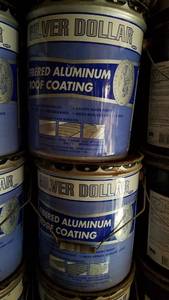 lot 196 image: (2) 5 Gallon Buckets Silver Dollar Fibered Aluminum Roof Coating