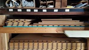 lot 259 image: (5) 12.5 x 8  Tongue & Groove Display, Lot of 4 Sheets Cut Various Lengths & Widths