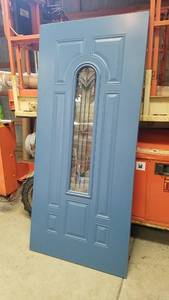 lot 357 image: Wood Panel Exterior Door w Glass - Blue on Both Sides