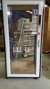 lot 447 image: 36 Glass Display Storm Door w Frame and Lockset