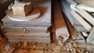lot 480 image: Lot of 7 Steel Garge Door Panels  Roll of Steel Strapping