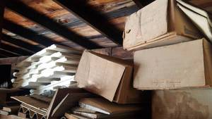 lot 495 image: Shelf Lot of Fiberglass Corugated Roof Panels, Foam Closure Strips, Lap Siding and More