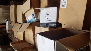 lot 501 image: Large Shelf Lot of Vinyl Gutter Parts, Hangers and More
