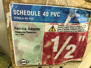Schedule 40 PVC Female Adapter