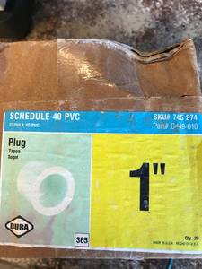 Schedule 40 PVC, PLUG