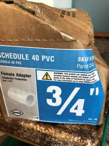 Schedule 40 PVC, 34 Female Adapter