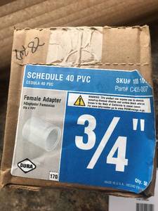 Schedule 40 PVC, 34 Female Adapter