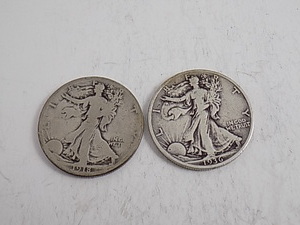 lot 77 image: 2 Walking Liberty Half Dollars