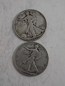 lot 80 image: 2 Walking Liberty Half Dollars