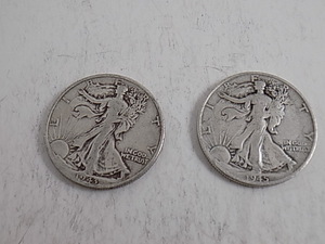 lot 86 image: 2 Walking Liberty Half Dollars